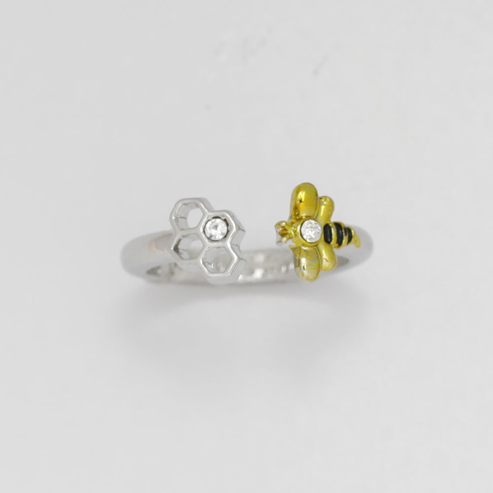 Cute Little Bee With Honeycomb Ring For Girls, Birthday Christmas Gift